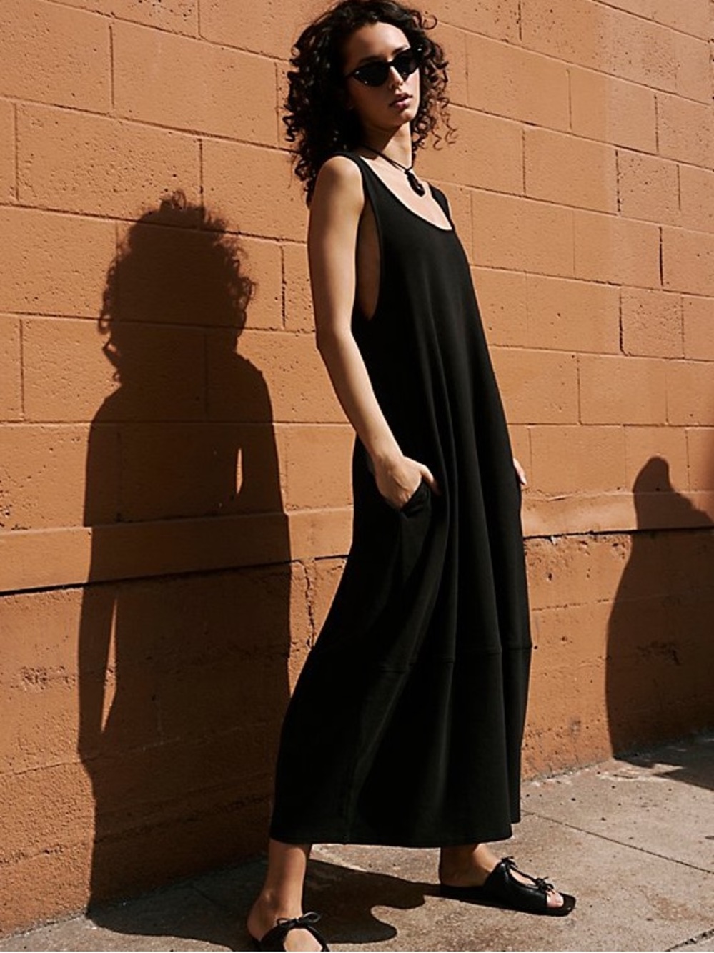 FP Beach Perth Barrel Tee Midi Dress with pockets! 🔥small• black• free people 🔥